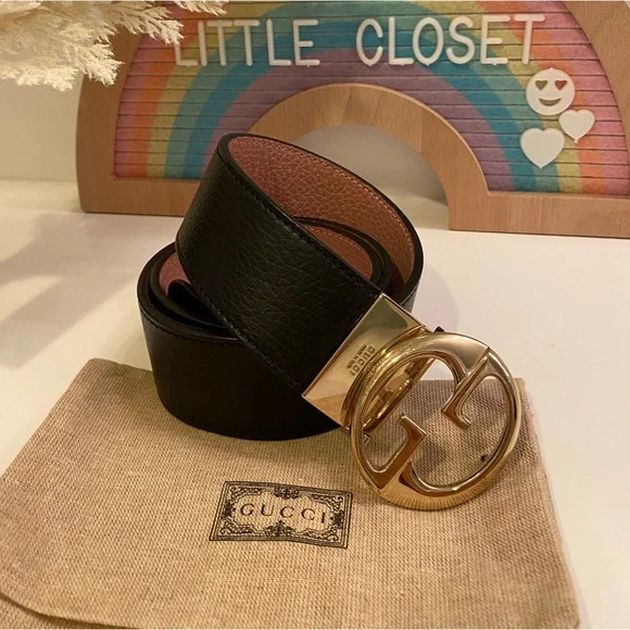 Gucci | Accessories | Gucci Black And Pink Reversible Belt  display picture 3